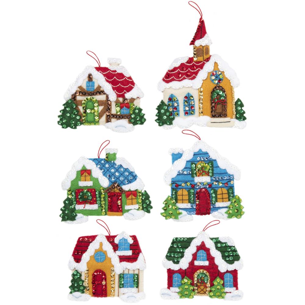 Felt Ornaments Christmas Village Applique Kit Set